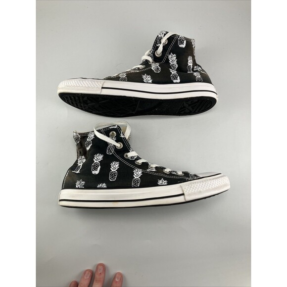 Converse Chuck Taylor All Star Unisex Black White Pineapple Print Shoes - Size 8 - Picture 8 of 9